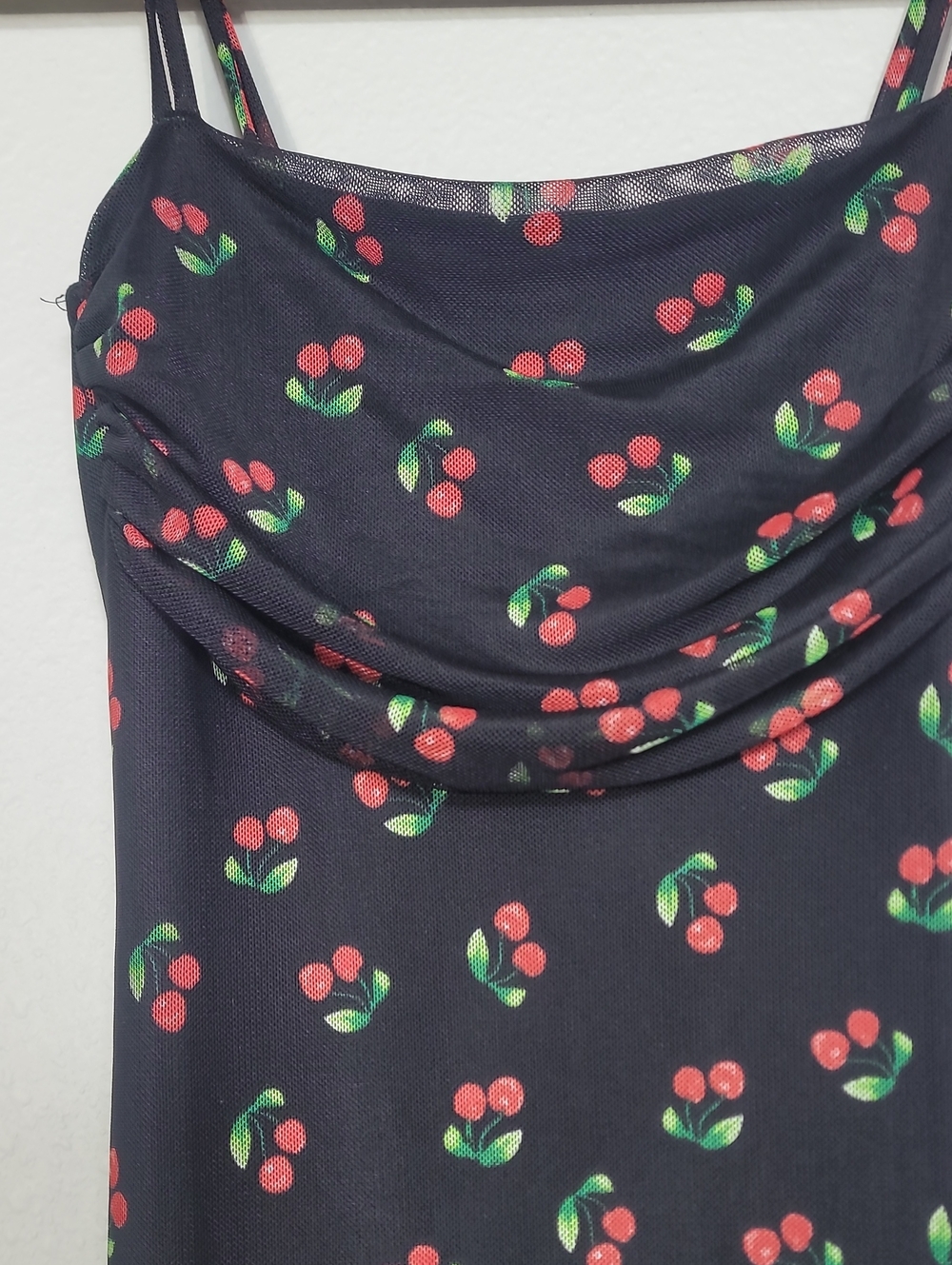 See You Monday Cherry Bodycon Slip Dress Size XS Y2K Coquette 90s